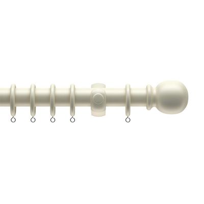 VICTORY WOODEN CURTAIN POLE 28MM WHITE 3.0M