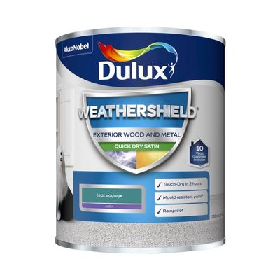 DULUX WEATHERSHIELD EXTERIOR SATIN TEAL VOYAGE 750ML