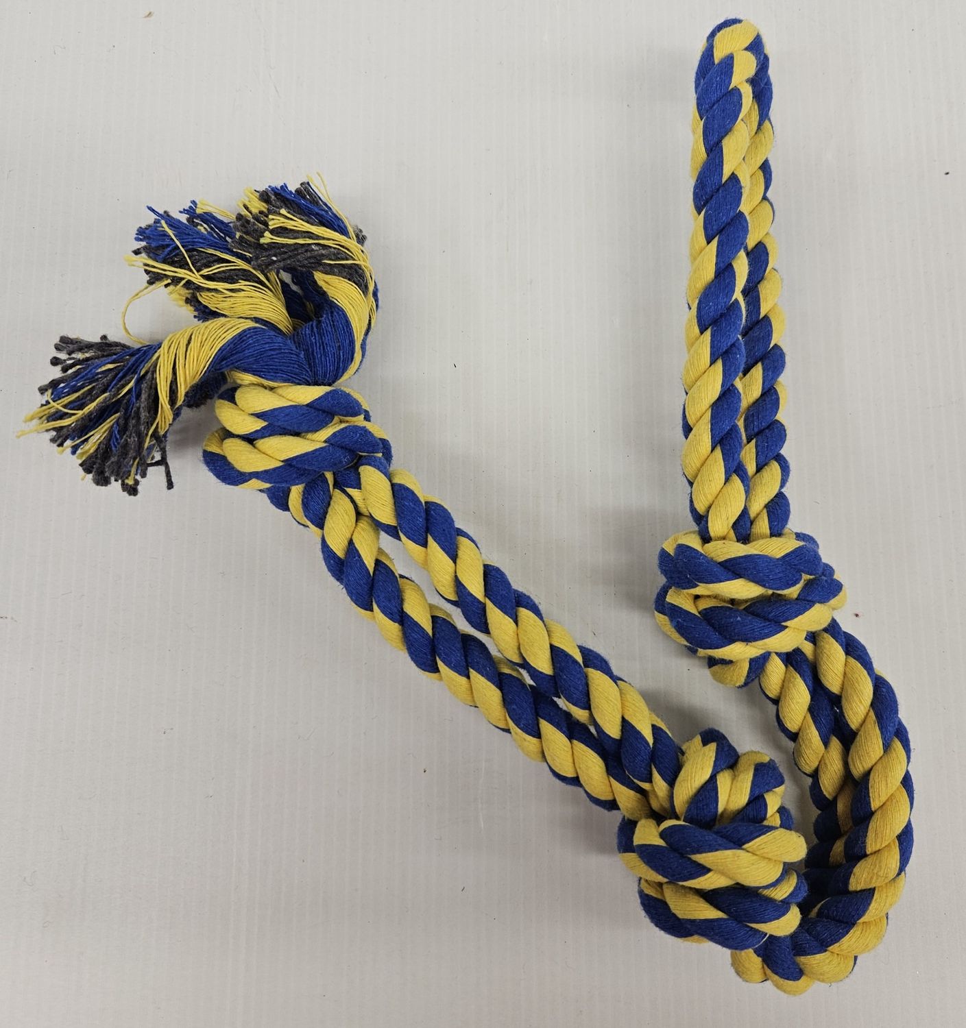 Dog rope chew toy 50cm long blue/yellow