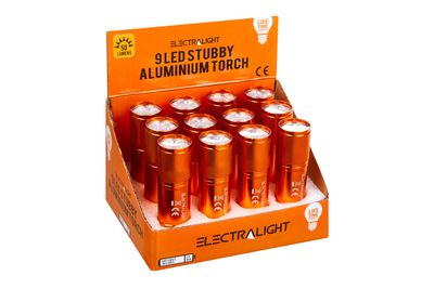 9 LED STUBBY ORANGE ALUMINIUM TORCH
