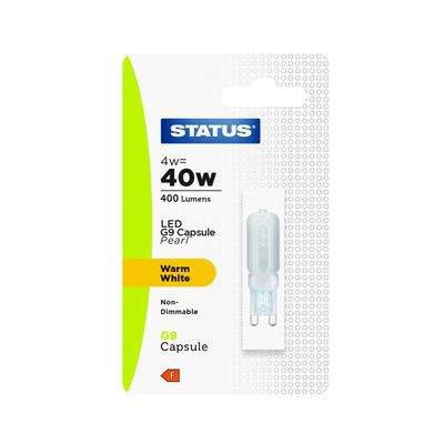 4W = 40W = 400 LUMEN STATUS LED G9 PLASTIC WARM WHITE NON DIM 1PK