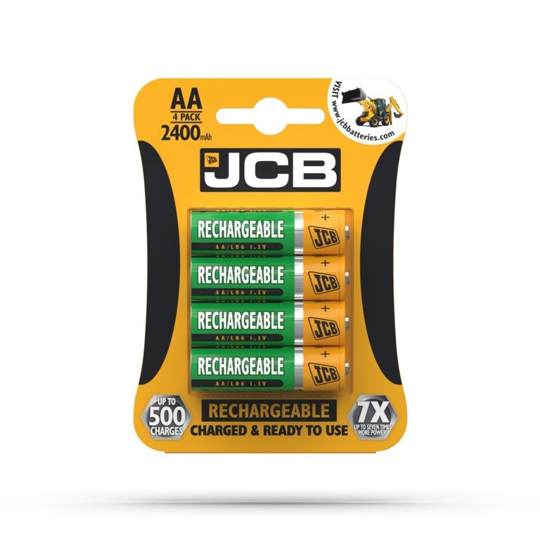 JCB AA RECHARGEABLE BATTERY 2400MAH 4PK