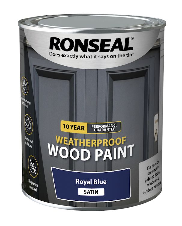 RONSEAL 10 YEAR WOOD PAINT SATIN ROYAL BLUE 750ML