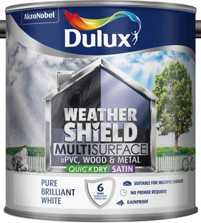 DULUX WEATHERSHIELD  MULTISURFACE QUICK DRY SATIN PURE BRILLIANT WHITE 2.5L