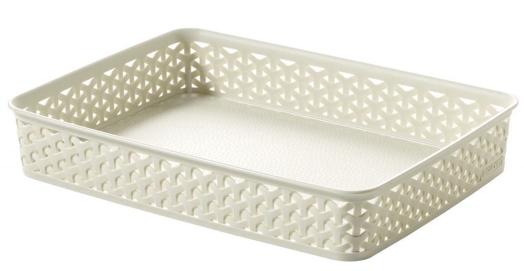 CURVER RATTAN BASKET VINTAGE WHITE A4 TRAY