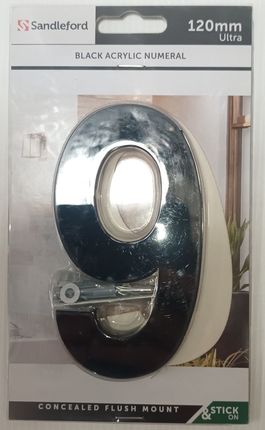 Black Acrylic Numeral 9 120mm