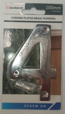 Chrome Plated Brass Numeral 4 100mm