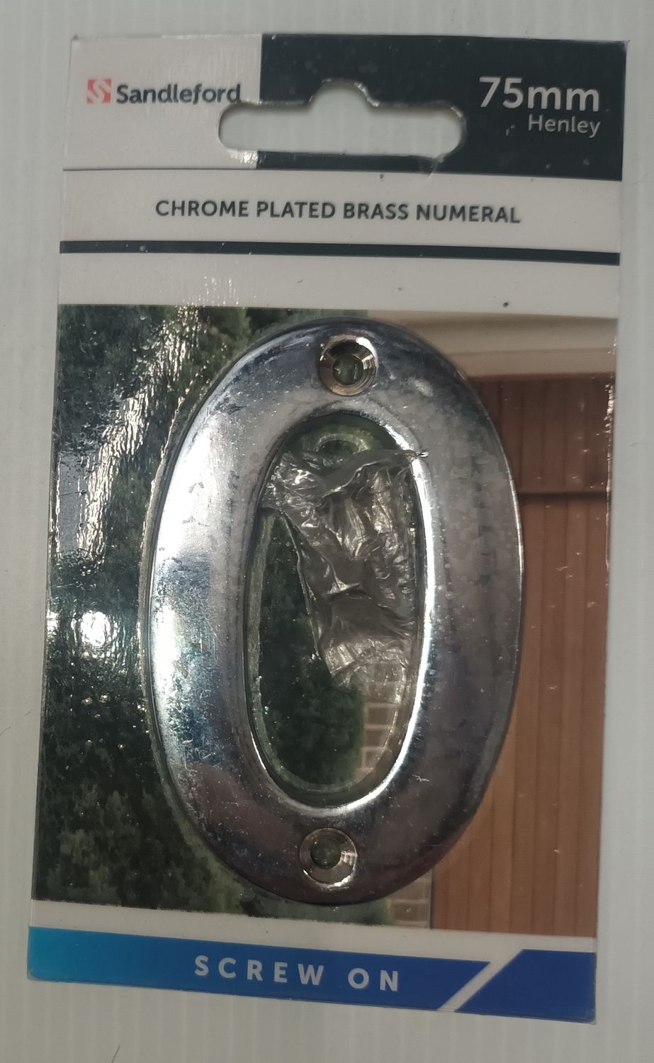 CHROME PLATED BRASS NUMERAL 0 75mm