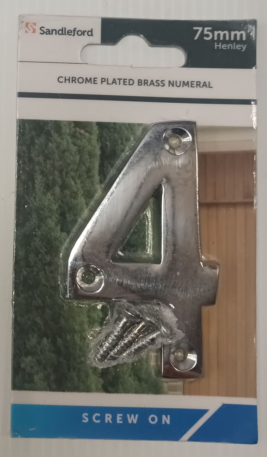 CHROME PLATED BRASS NUMERAL 4  75mm