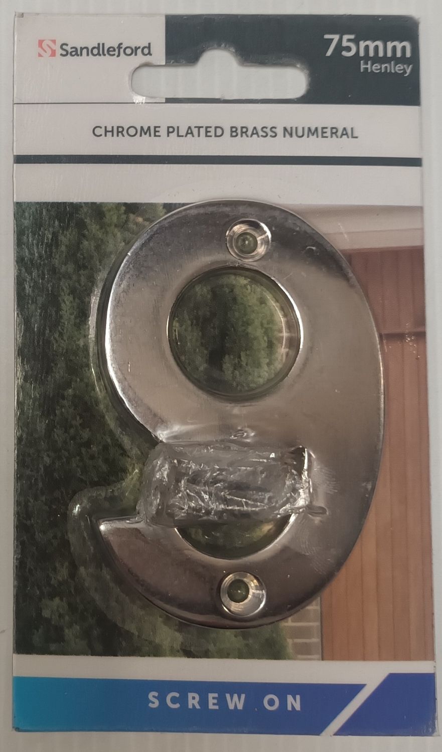 CHROME PLATED BRASS NUMERAL 9. 75mm