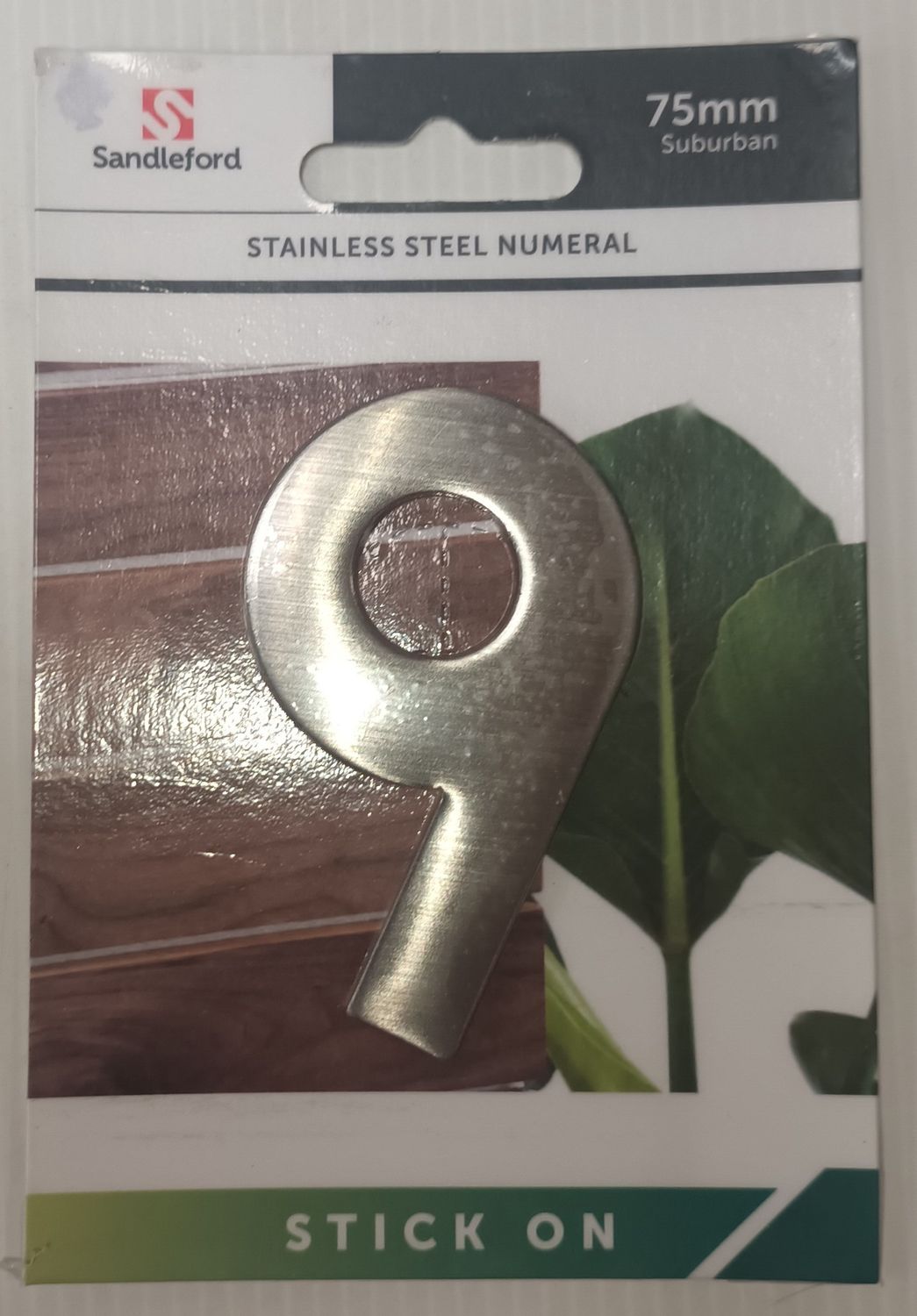 OLD SILVER STAINLESS STEEL NUMERAL 9