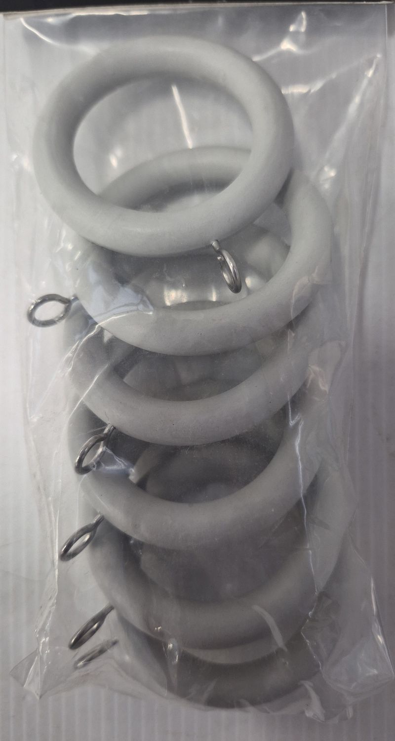 CURTAIN POLE RINGS X 6 GREY
