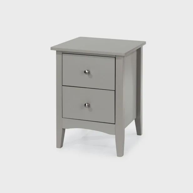 GREY COMO 2 DRAWER BEDSIDE CABINET