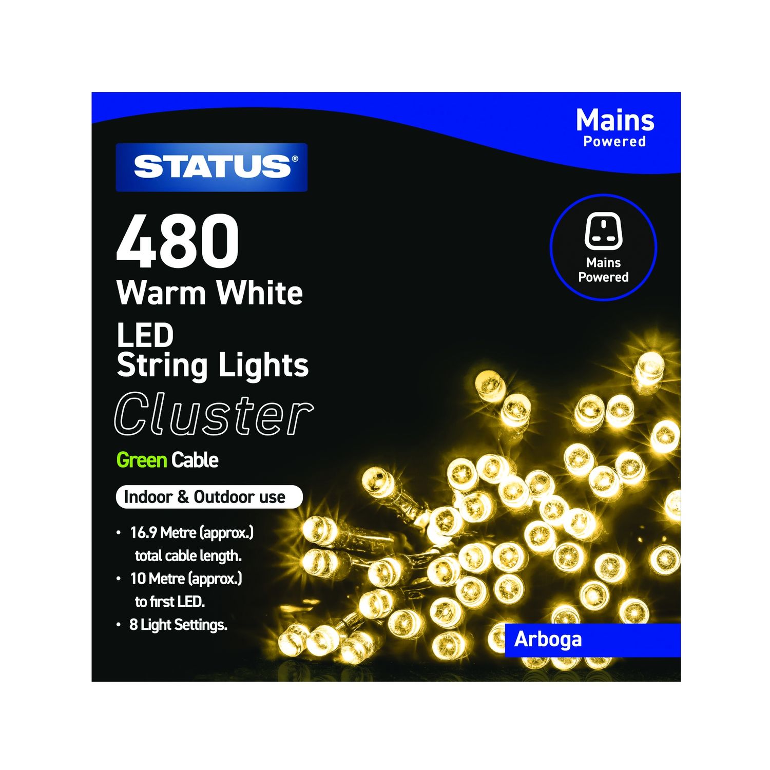 CLUSTER LED STRING LIGHTS 480 WARM WHITE