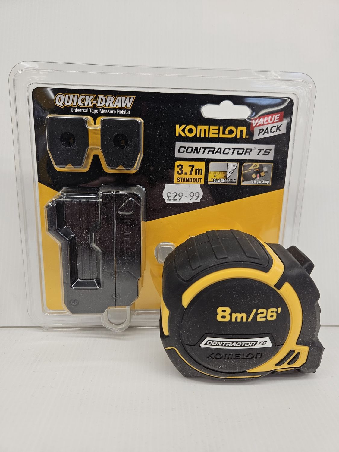 KOMELON 8M CONTRACTORS TAPE  (FREE BELT CLIP)