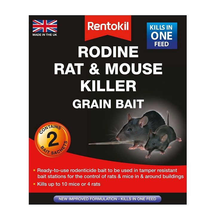 RODINE RAT &amp; MOUSE KILLER GRAIN BAIT 2 SACHETS