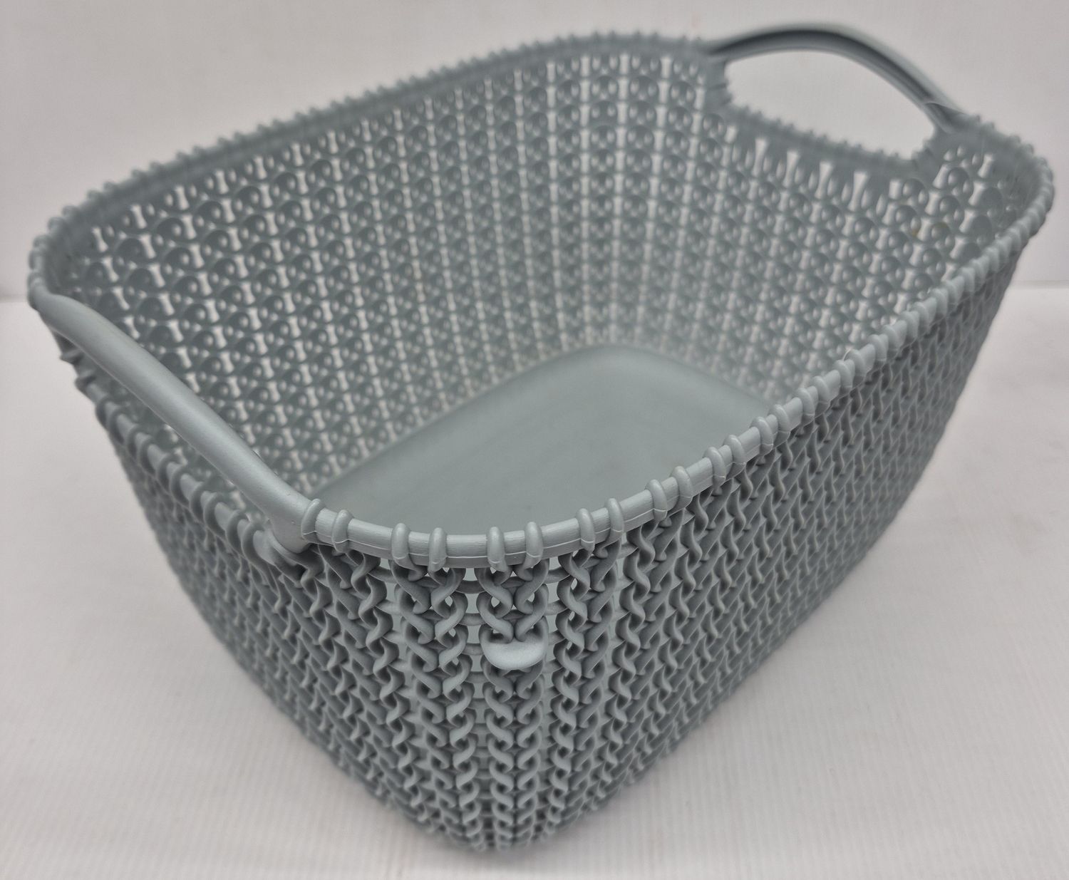 KNIT RECTANGLE MISTY BLUE BASKET