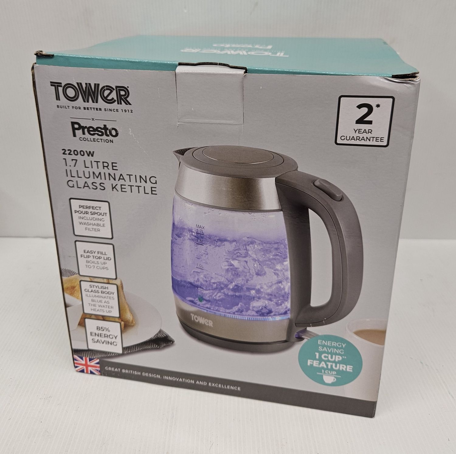 PRESTO GLASS ILLUMINATING KETTLE 1.7L