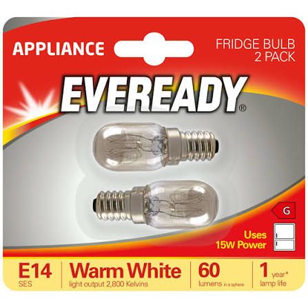 EVEREADY PYGMY APPLIANCE BULB 15W SES 2 PACK