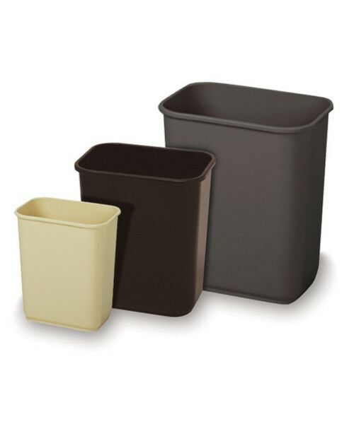 COMMERCIAL RECTANGULAR PLASTIC WASTE BASKET - BLACK - 28 1/8 QT