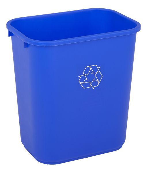 COMMERCIAL RECTANGLE RECYCLING WASTE BASKET 28 1/8 QT (6/CS)