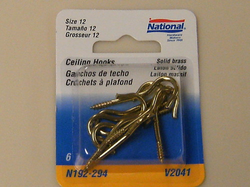 National Ceiling Hooks &amp; Eyes Size 12 Brass