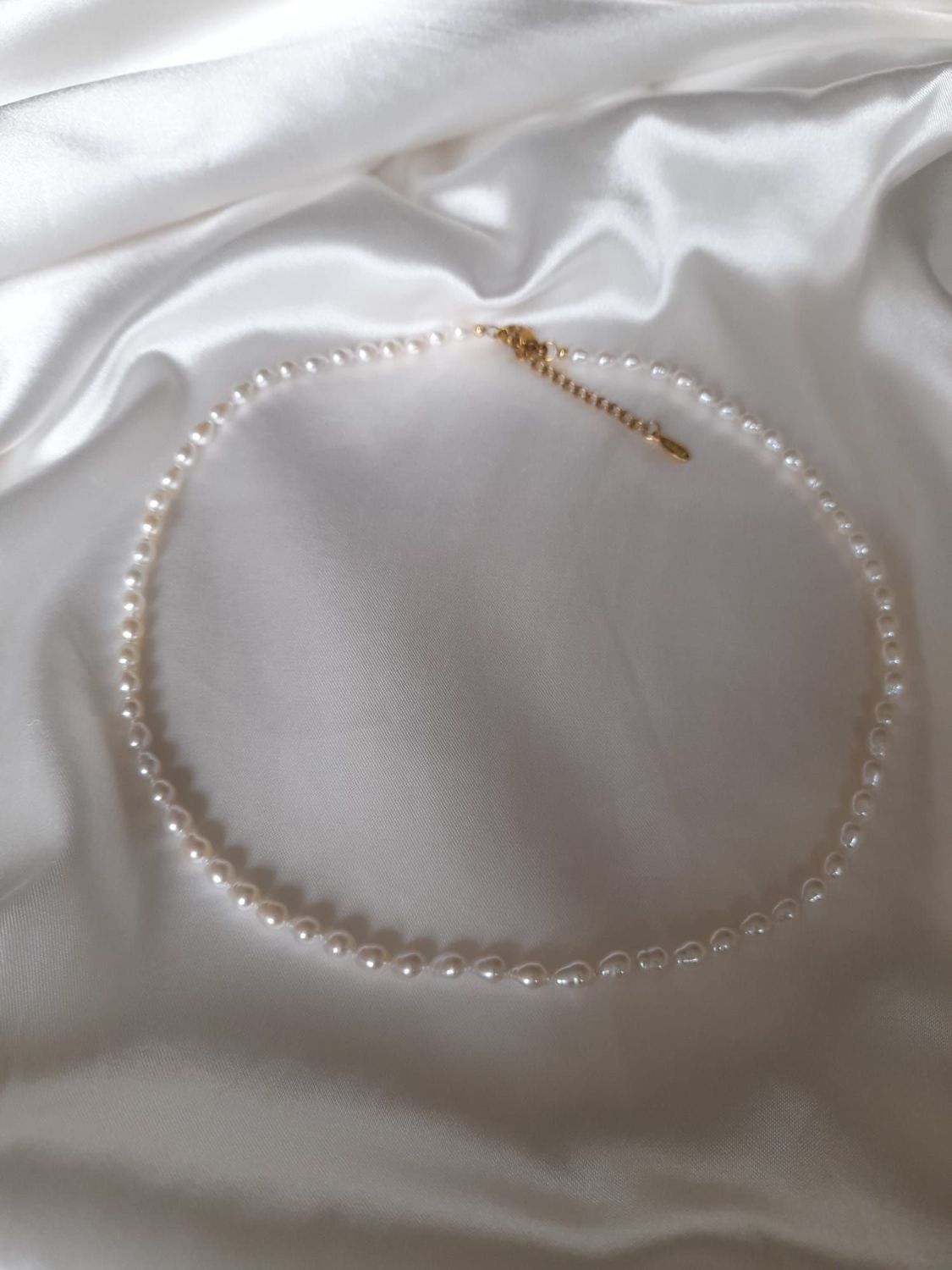 Baroque rice pearl necklace Soft White