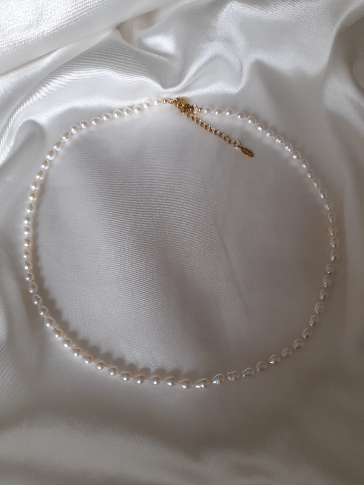 Baroque rice pearl necklace Soft White