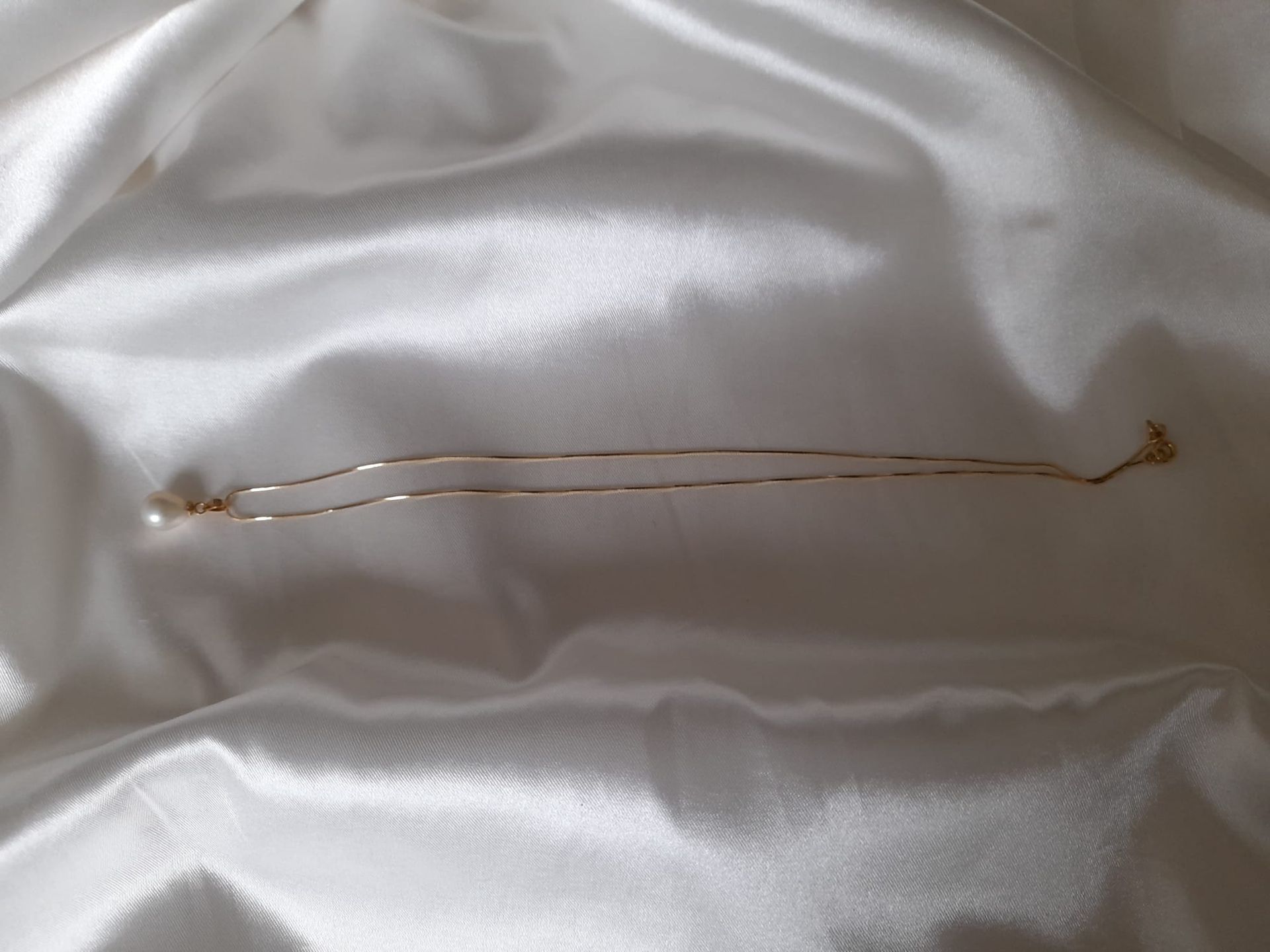 Special Collection: Teardrop freshwater pearl pendant, 14 K gold necklace