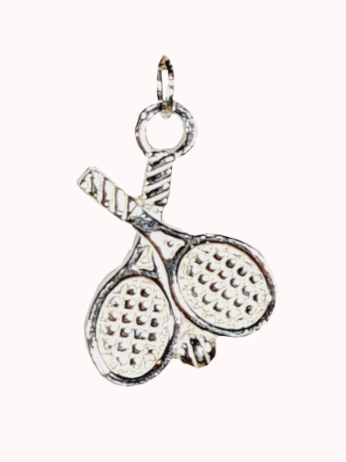 Silver Drop tennis Earrings with a pair of small crossed  silver tennis raquets