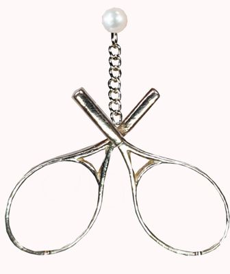 Silver crossed earings with silver chain and top paearl stud