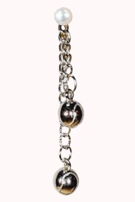 Silver earrings with two silver tennis balls and top pearl
