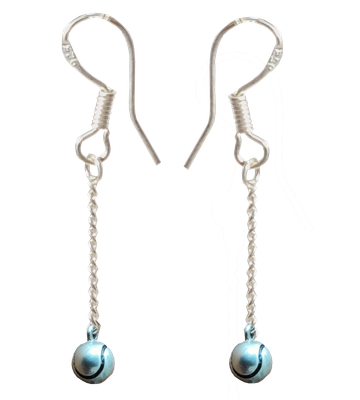 Silver drop earrings with a pair of silver tennis balls