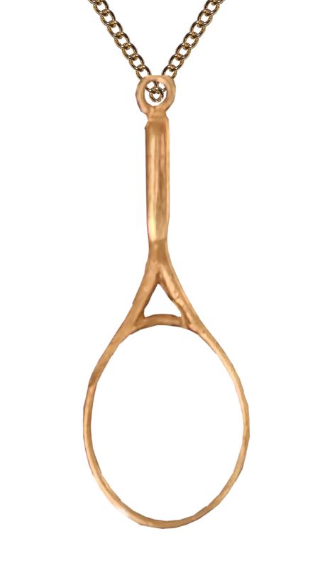 9ct gold single tennis racquet necklace on gold chain