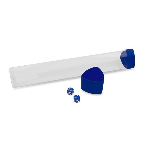 Tube: Playmat- Clear with Blue Caps and Dice