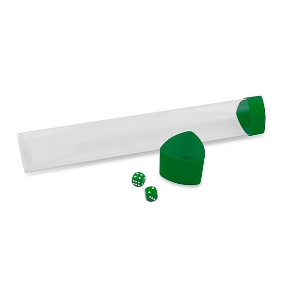 Tube: Playmat- Clear with Green Caps and Dice