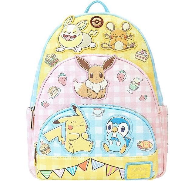 Pokemon Pastel Gingham Cafe Triple Pocket Backpack