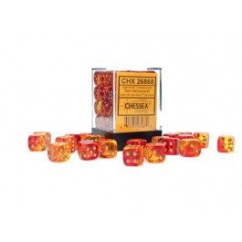 Chessex Gemini Translucent Red-Yellow/Gold 12MM D6 Dice Block (36CT)