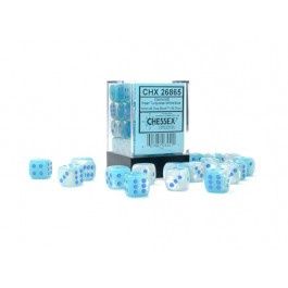 Chessex Gemini Pearl Turquoise-White/Blue Luminary 12MM D6 Dice Block (36CT)