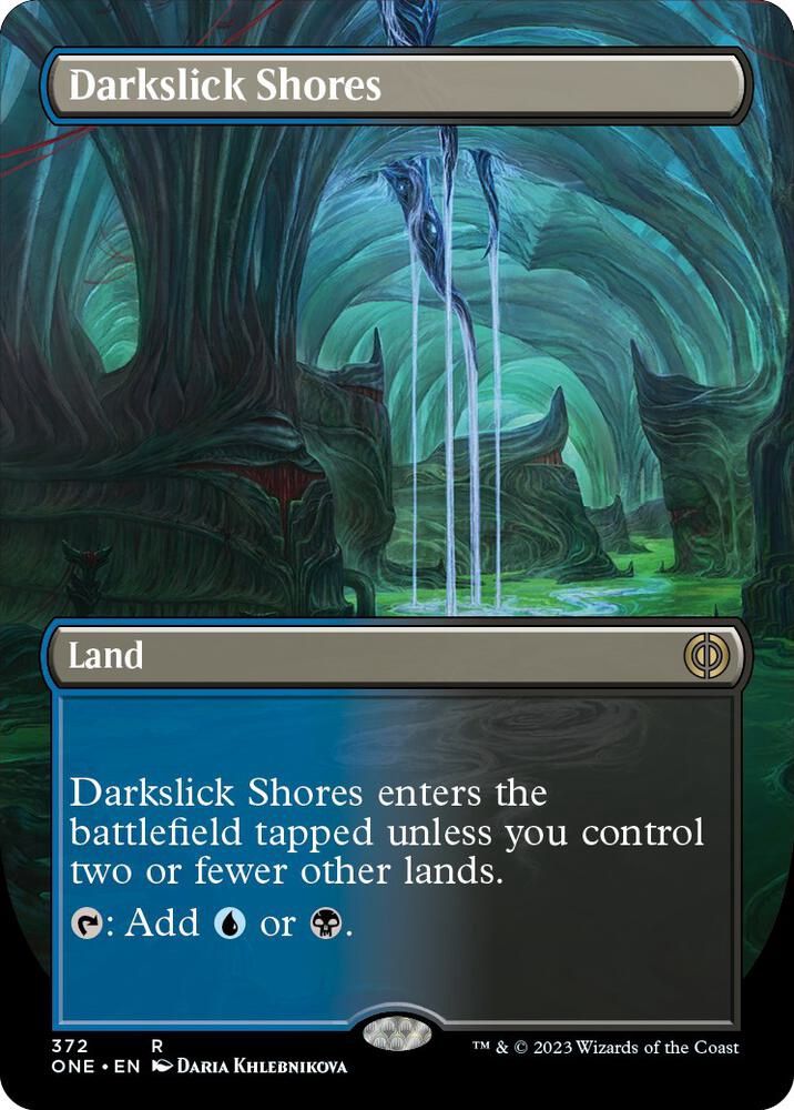 Darkslick Shores (Borderless) - Phyrexia: All Will Be One (ONE)