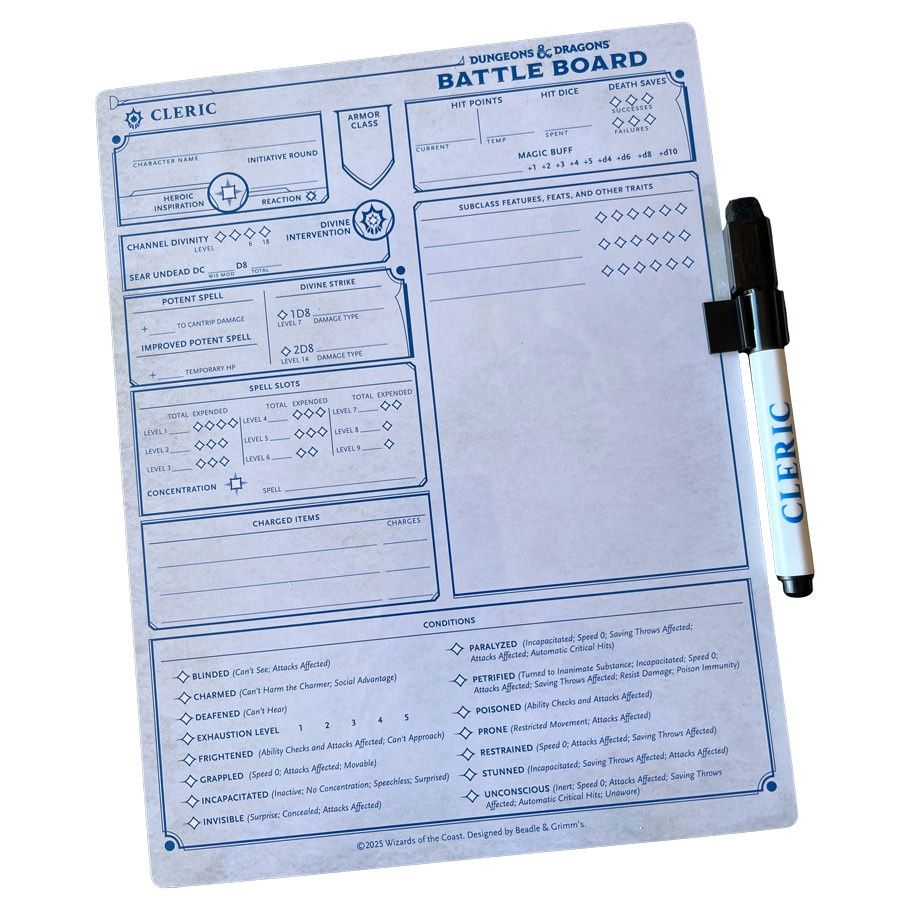 D&amp;D 5E: Battle Board: Cleric