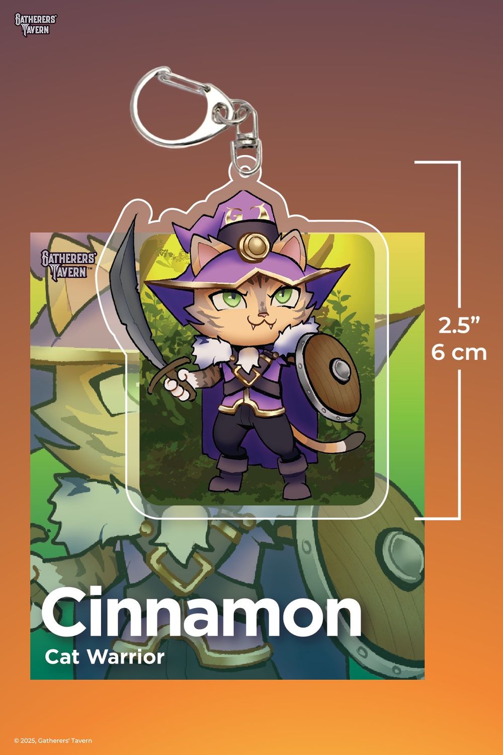 Gatherers' Tavern: Cinnamon Cat - Warrior Keychain
