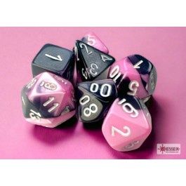 Chessex Gemini Mini 7 Die Set Black Pink/White
