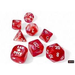 Chessex Lab Dice 9 Borealis Passion/White 7-Die Set