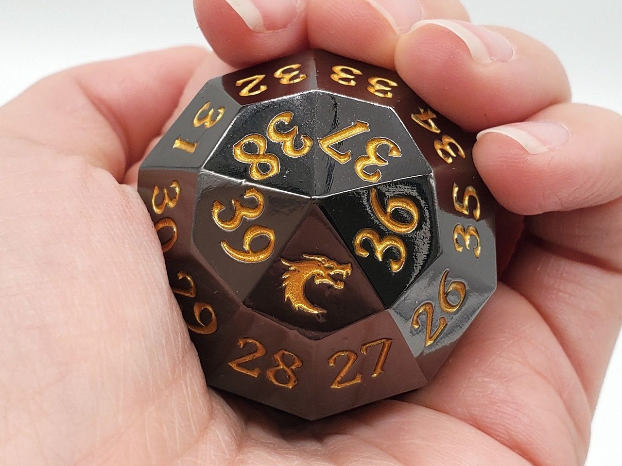 Old School Dice: Metal D40 Spindown - Electric Black