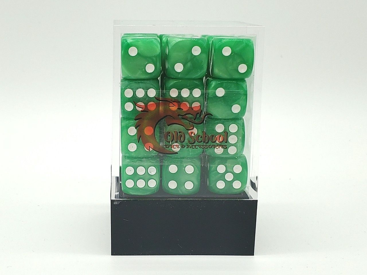 Old School 36ct 12mm D6 Dice Set: Pearl Drop - Jade Green