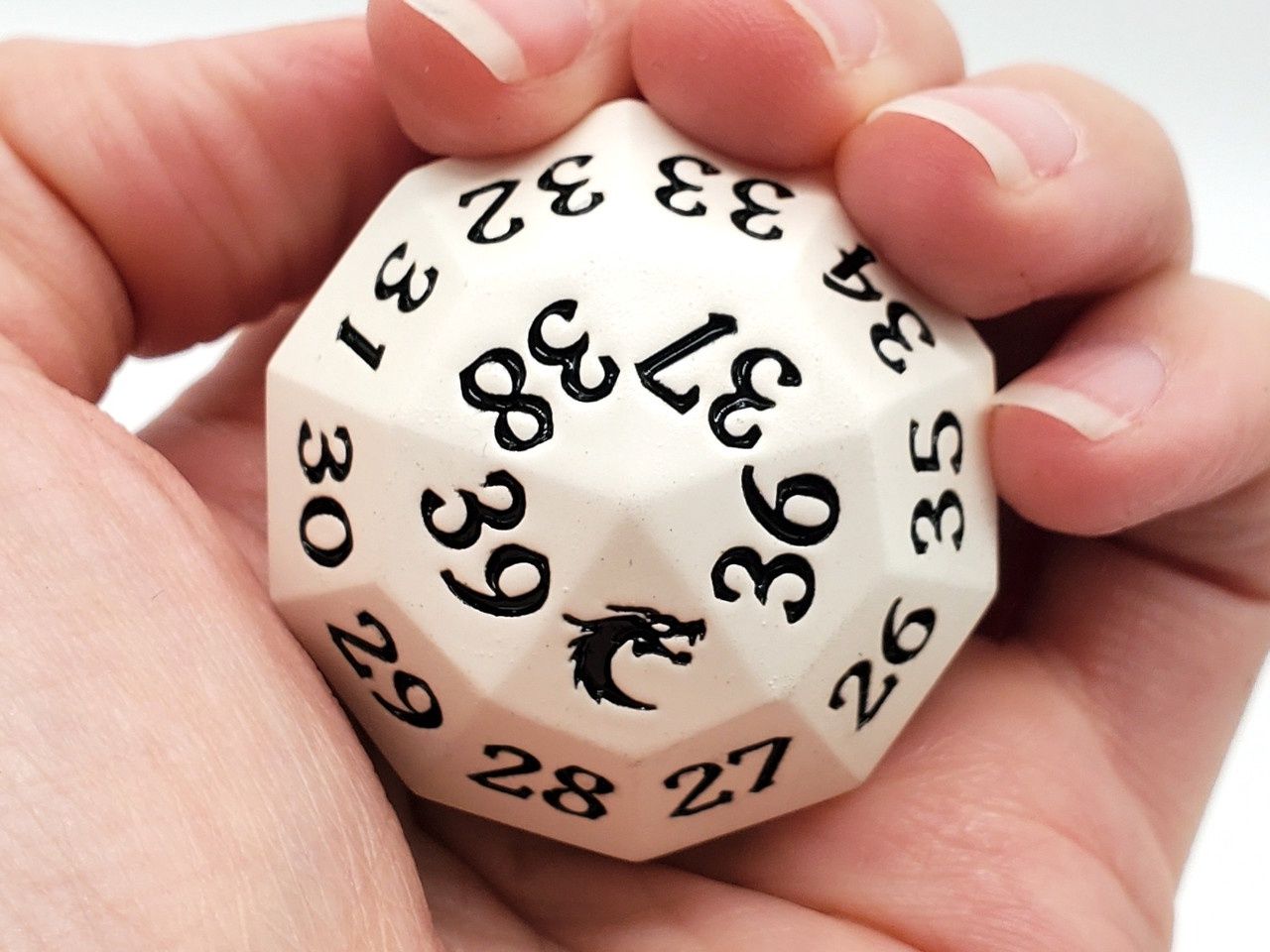 Old School Dice: Metal D40 Spindown - White w/ Black