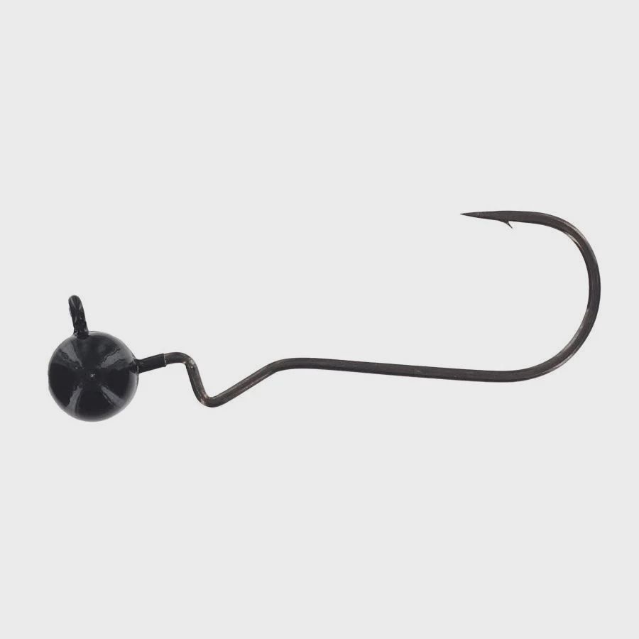 Spro Skip Gap ROUND Shaky Head Series, Hook Size: 3/0, Size: 1/8oz, color: Black