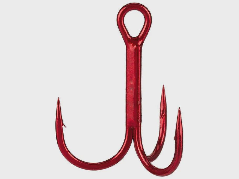 Gamakatsu Round Bend Treble - Red, Size: 3
