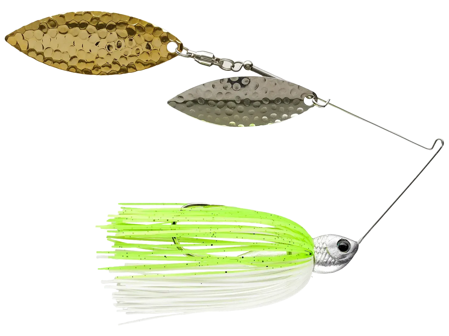 Greenfish HIDA Double Willow Spinnerbait, Size: 3/8, color: White/Chart